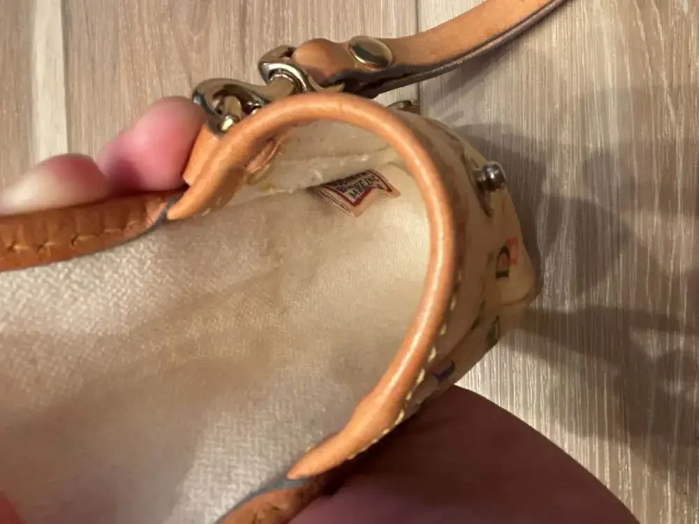 Vintage Dooney & Bourke Coated Canvas Monogram Wristlet Cellcarrier 2000 y2k